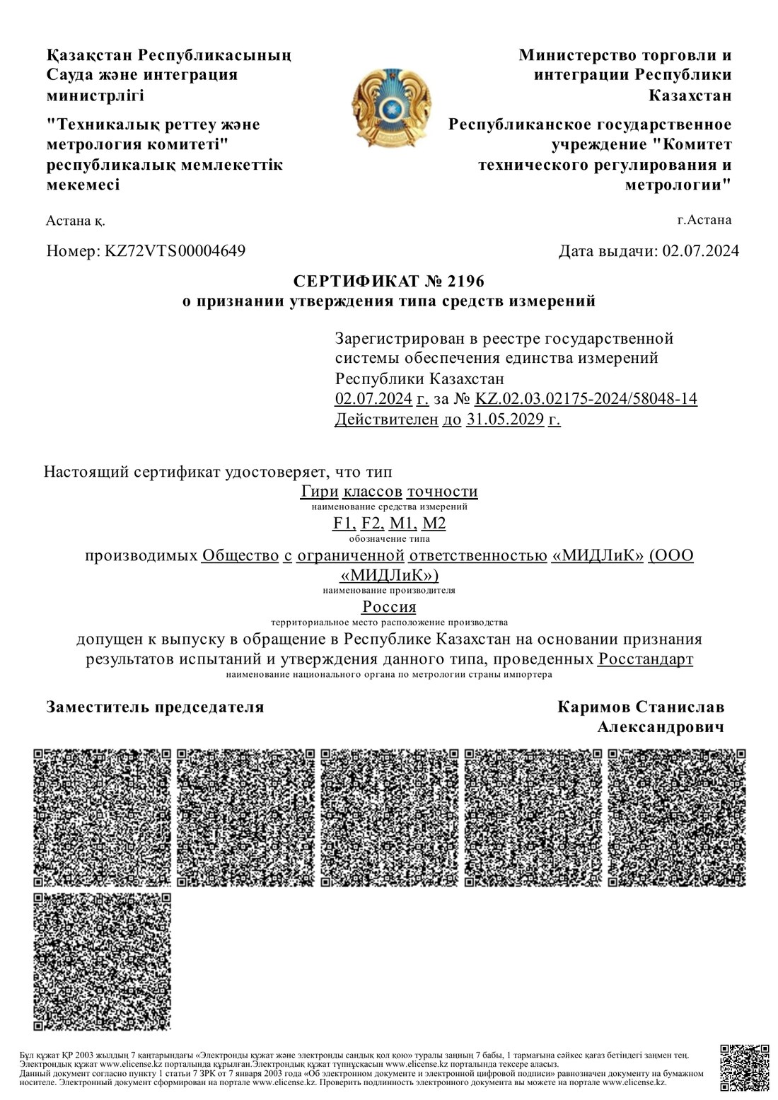 Сертификат AMOS Scientific